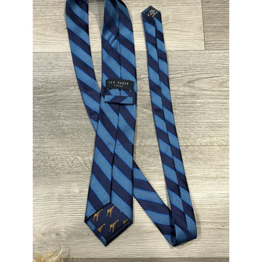 Ted Baker London Navy Blue Diagonal Striped Silk Tie